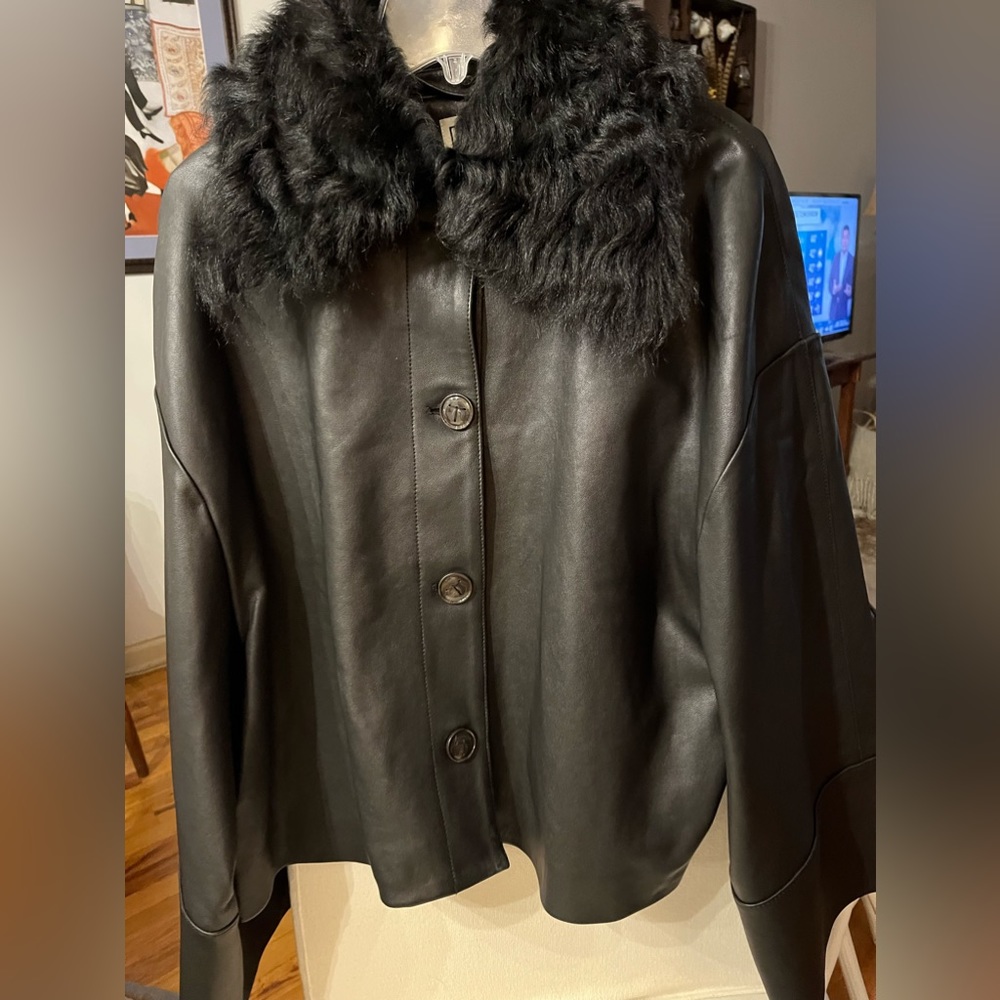 TOTEME Shearling Collar Leather Jacket Size 38 M